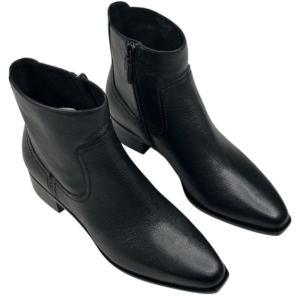 COLE HAAN Naia Black Leather Ankle Boots Womens Size 7B Side Zip New $200 N